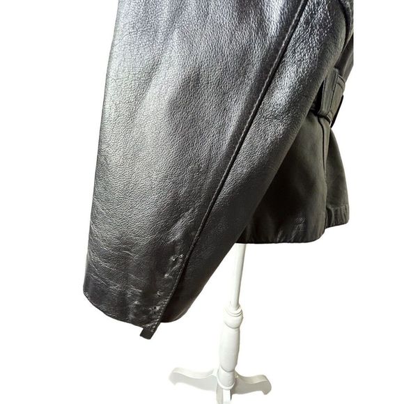 Women's Black Leather Jacket from Wilsons. Fully lined in black satin. - Picture 10 of 14